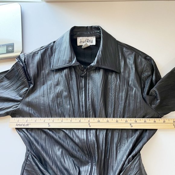 Joseph Ribkoff Black Zip Front Jacket with Belt Accent Artsy - Size 8 - Picture 7 of 8